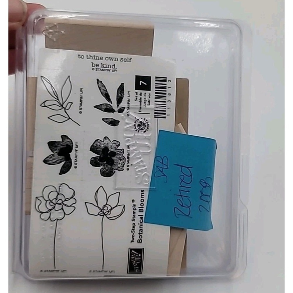 Stampin' Up BOTANICAL BLOOMS RETIRED 2008 Set of 7 Wood Mount Rubber Stamps